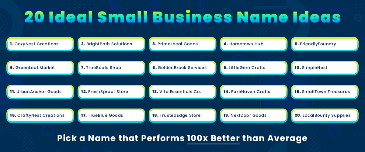 20 Ideal Small Business Name Ideas