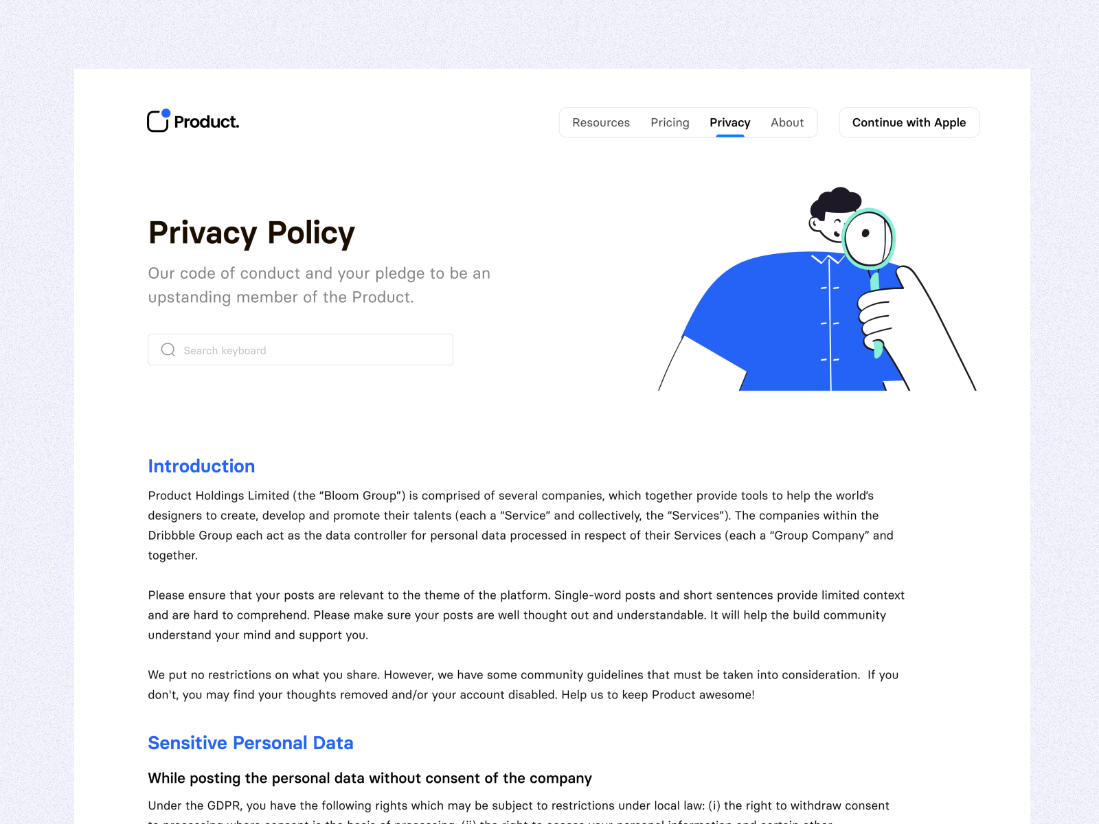 Privacy policy Page